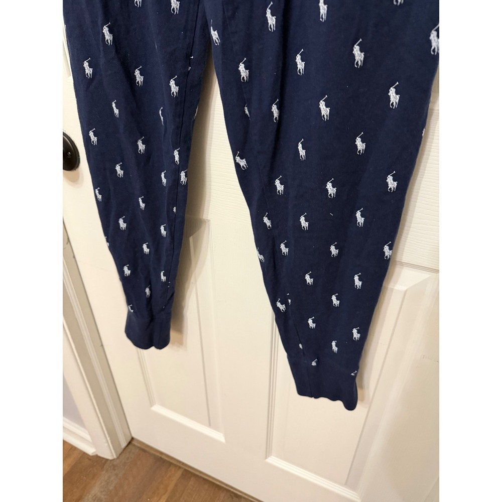 Polo Ralph Lauren Mens Navy Blue Pony Logo Sleepwear Jogger Pants Size Medium - Picture 4 of 7